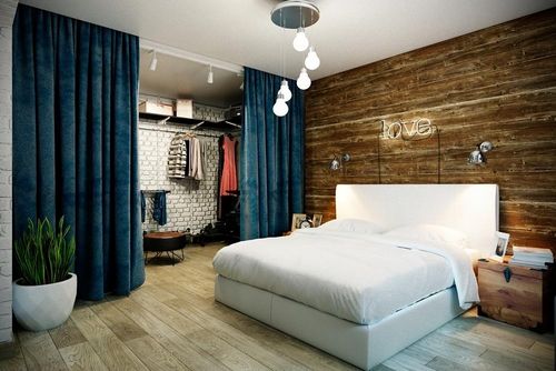 Спальня в стиле лофт: фото дизайна интерьера, белый в маленькой для подростка, мужская современная и готовая