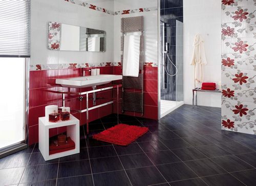 Черная плитка на полу в ванной: дизайн с темным керамическим кафелем