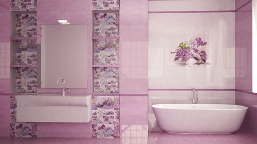 Сиреневая и фиолетовая ванная комната: дизайн и фото плитки