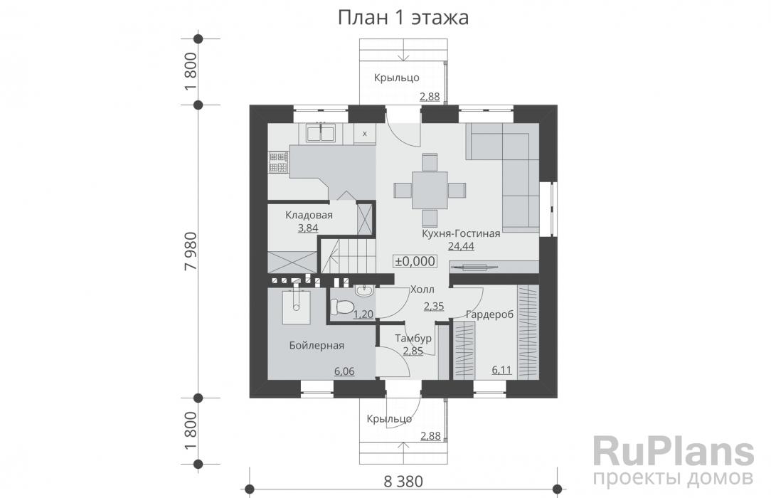 Проекты домов 7 на 8 из пеноблоков. Дом