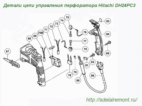 Как правильно собрать перфоратор Hitachi DH24PC3