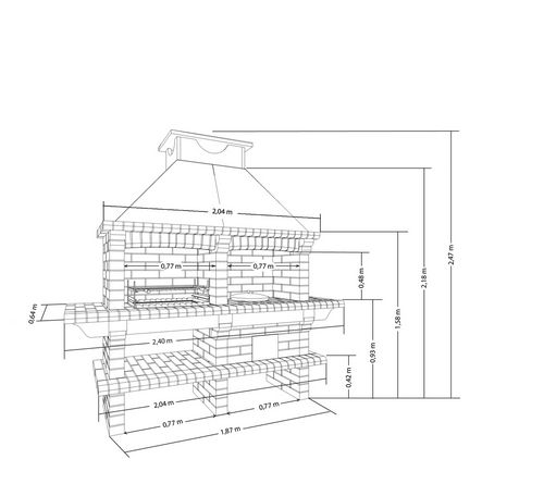 Барбекю с коптильней из кирпича: чертежи