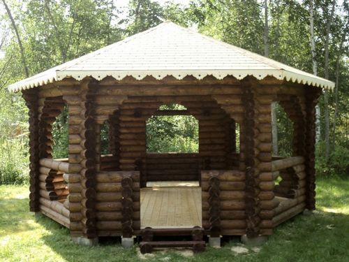 Беседки из оцилиндрованного бревна + фото