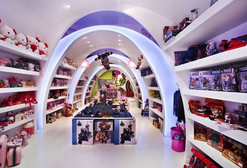 Дизайн детского магазина одежды и обуви, так же интерьер кафе для детей