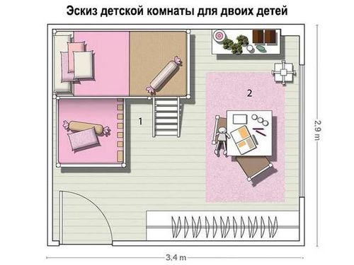 Дизайн детской комнаты для двоих детей: фото и видео