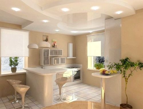 Дизайн потолков из гипсокартона на кухне: варианты оформления, фото и видео инструкция