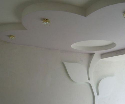 фигурные потолки из гипсокартона фото интерьеров