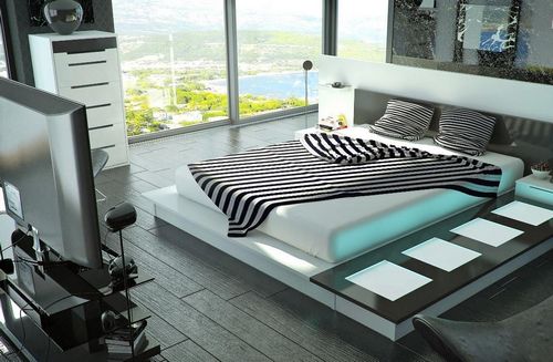 Хай-тек стиль в спальне: фото гарнитура, дизайна интерньера