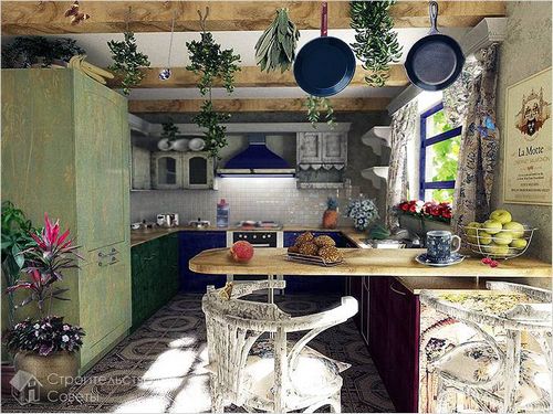 Интерьер кухни в стиле Прованс - особенности, цветовая палитра, отделка (+фото)