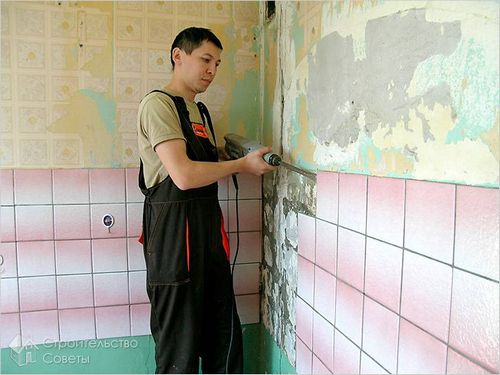 Как снять плитку со стены - демонтаж плитки со стен (плитка, стен) Как снять плитку со стены - демонтаж плитки со стен