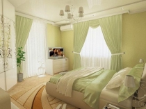 Красивый дизайн спальни в зеленых тонах, 26 ФОТО в интерьере, а также примеры бирюзовых спален и оливковых, выбор мебели и обоев, советы по сочетанию разных цветов