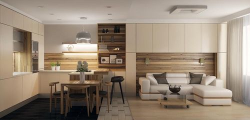 Кухня-столовая-гостиная планировка фото: зал в комнате, перепланировка квартиры, п-образная совмещенная кухня