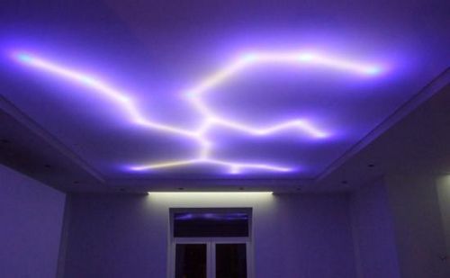 Натяжной потолок со светодиодной подсветкой — фото