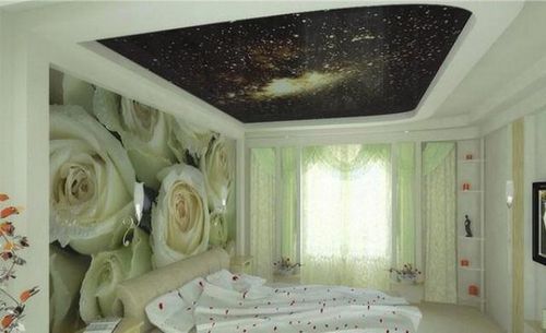 Натяжные потолки с фотопечатью для спальни - фото вариантов (спальня, потолок, покрытие) Натяжные потолки с фотопечатью для спальни - фото вариантов