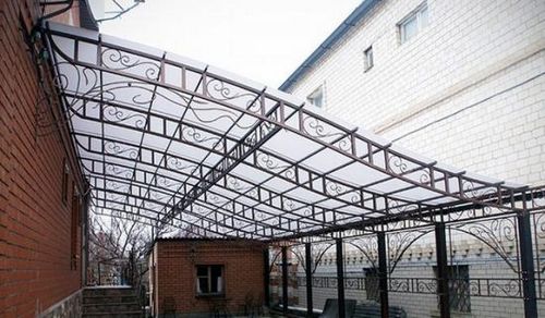 Навесы из металлопрофиля, фото (навес, конструкция) Навесы из металлопрофиля, фото