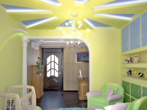 Потолки в детской комнате фото из гипсокартона: для мальчика своими руками, двухуровневый с подсветкой