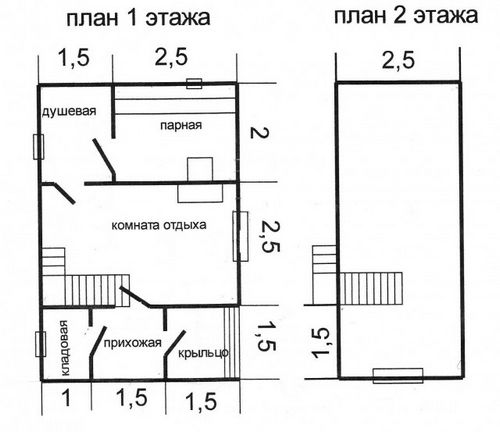 Проект гостевого дома с баней - чертеж + строительство своими руками