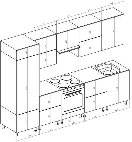 Размеры кухонных шкафов (67 фото): габариты кухонного гарнитура: определяемся с параметрами верхних и нижних шкафчиков