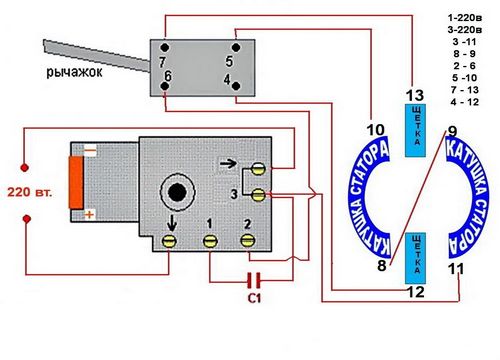 Схема подключения кнопки дрели
