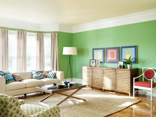 Сочетание цвета потолка и стен: цветовая гамма, красный и белый, зеленый и желтый, подбор, фото интерьера