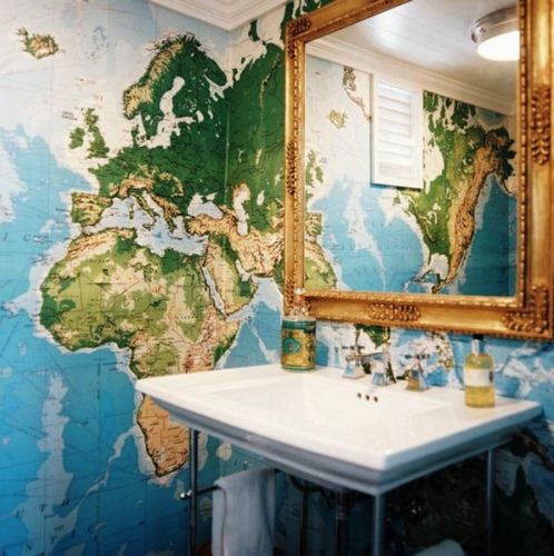 Фотообои «Карта мира» в интерьере
