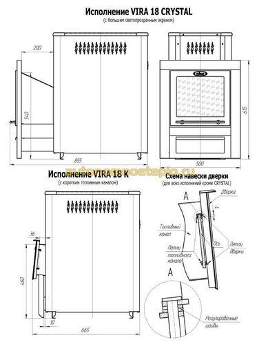 Печи для бани Вира Crystal и Parrma с каменкой