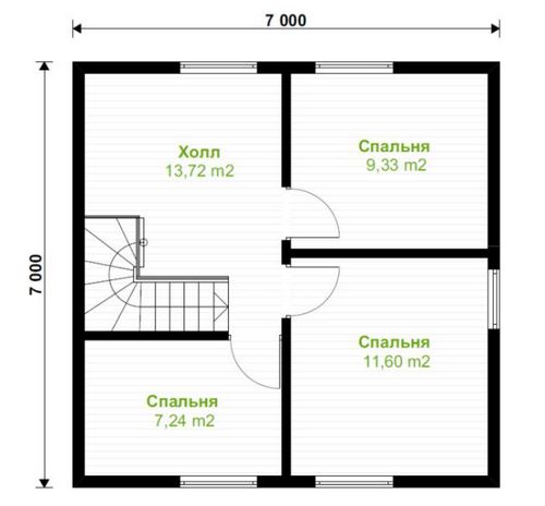Планировка двухэтажного дома 7 на 7: фото