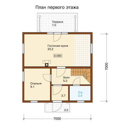 Планировка двухэтажного дома 7 на 7: фото