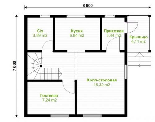 Планировка двухэтажного дома 7 на 7: фото