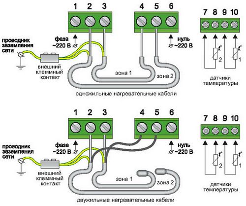 Схема подключения терморегулятора теплого пола