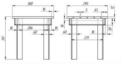 Табуретка своими руками из дерева, чертежи