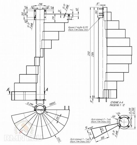 Винтовая лестница из металла своими руками, чертежи