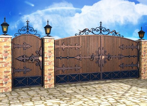 Ворота с элементами ковки (42 фото): выбираем художественные кованые узоры для заборов и накладки на деревянные изделия (ворот, кованый, ковка) Ворота с элементами ковки (42 фото): выбираем художественные кованые узоры для заборов и накладки на деревянные изделия