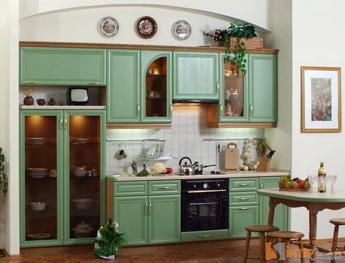 Зеленый цвет в интерьере кухни, фото дизайна