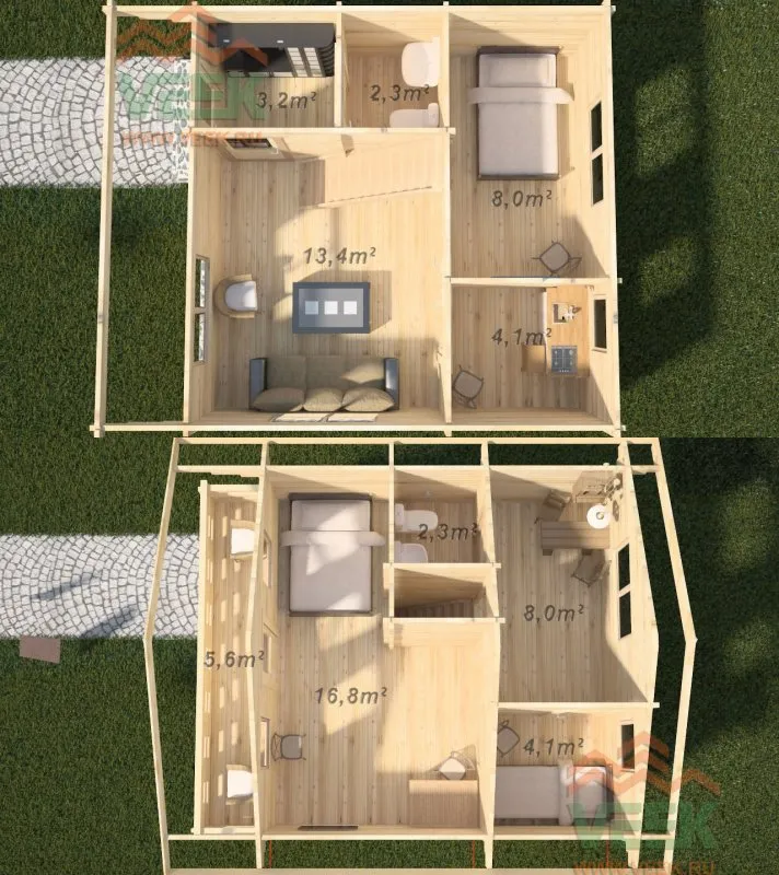 Однокомнатный дачный домик планировка
