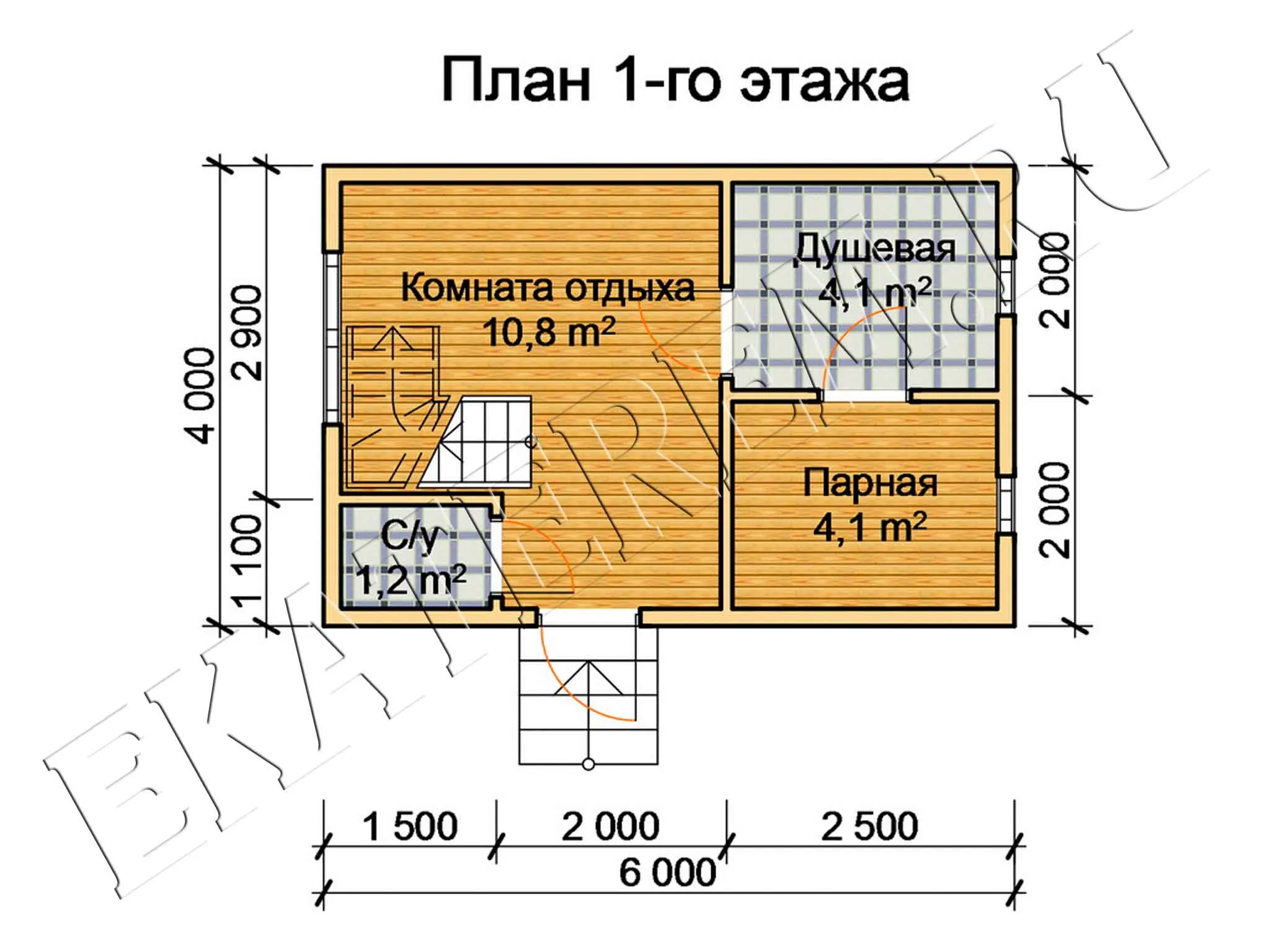 Баня из бруса 4х6 по проекту Гретта с мансардой и террасой в комплектации под ключ: фото, описание, цена, планировка