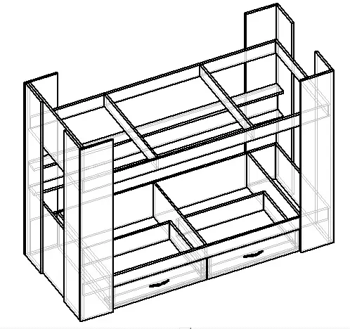схема сборки двухъярусной детской кровати