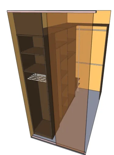 чертеж как обустроить узкую кладовку гардеробную