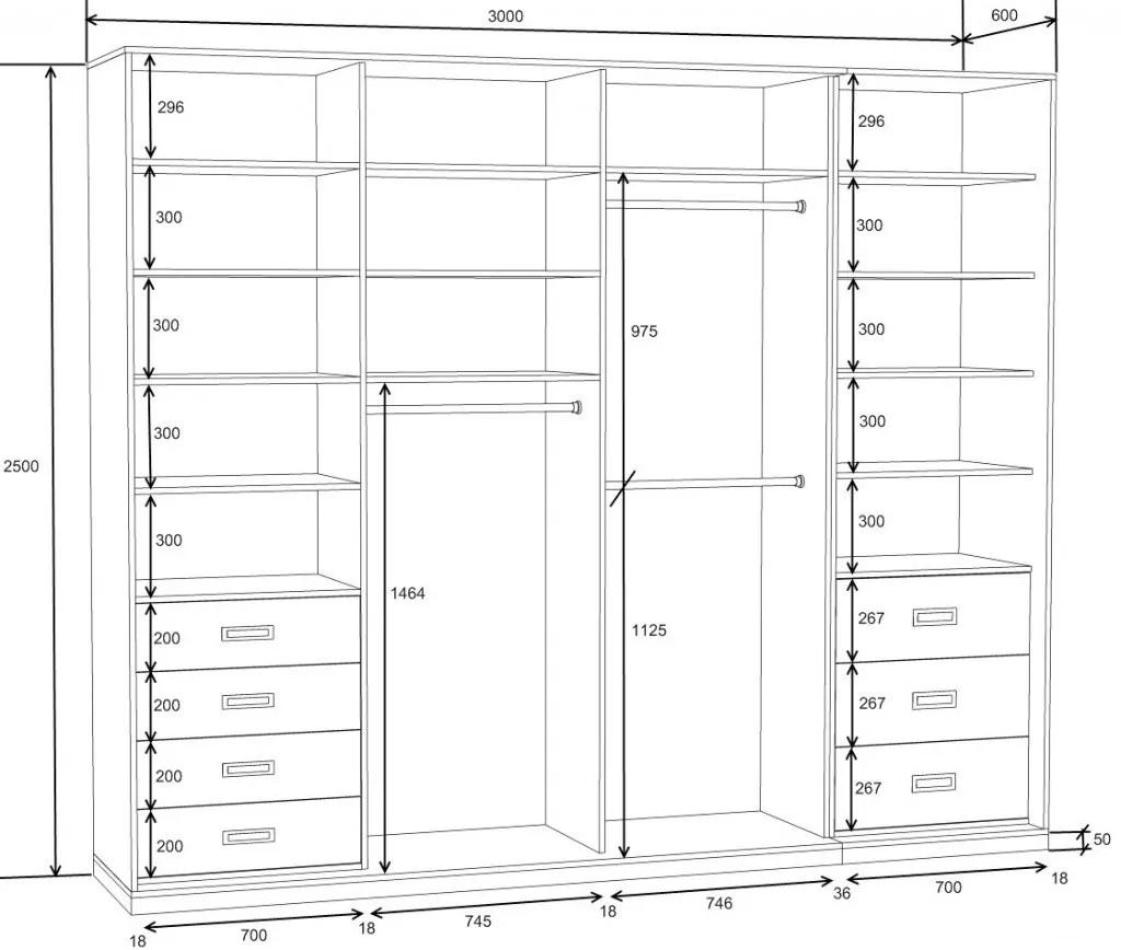схема встроенного шкафа купе своими руками