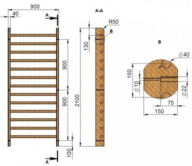 Чертежи деревянной спортивной стенки для домашних тренировок