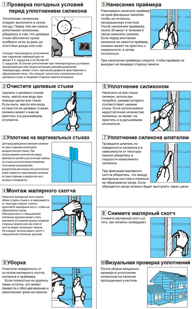 Уплотнение стыков силиконом