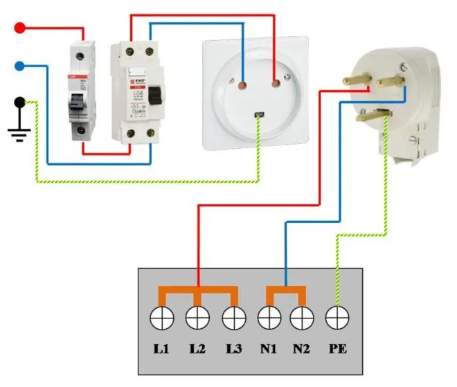 схема подключения электроплиты на одну фазу