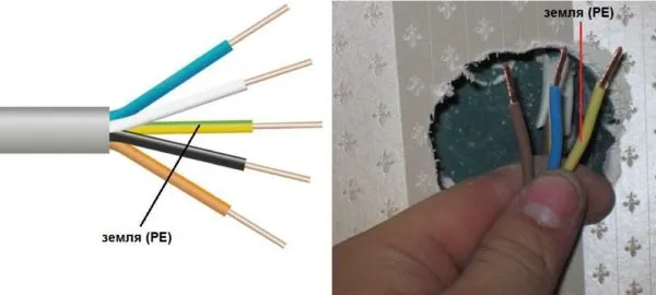 Обозначение фазы и нуля на схеме