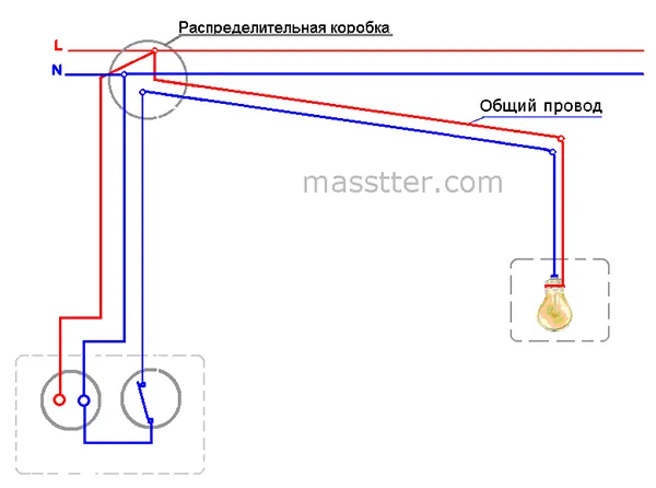 Подключение двойного выключателя с розеткой