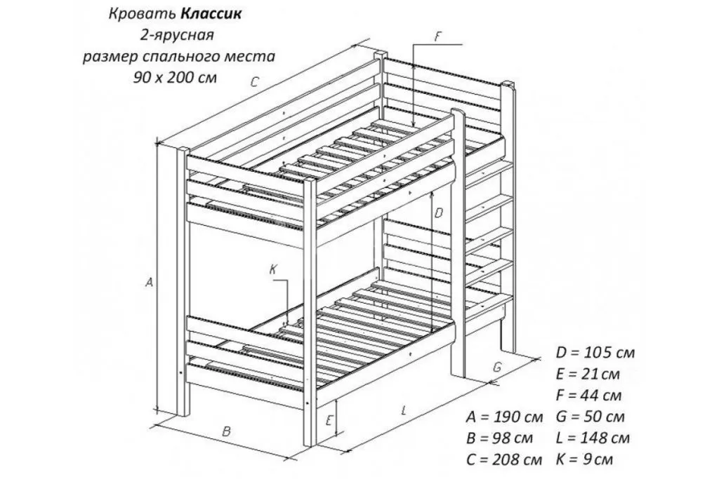 Схема: Двухъярусная кровать