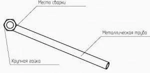 чертеж трубогиба из металлического стержня и гайки фото