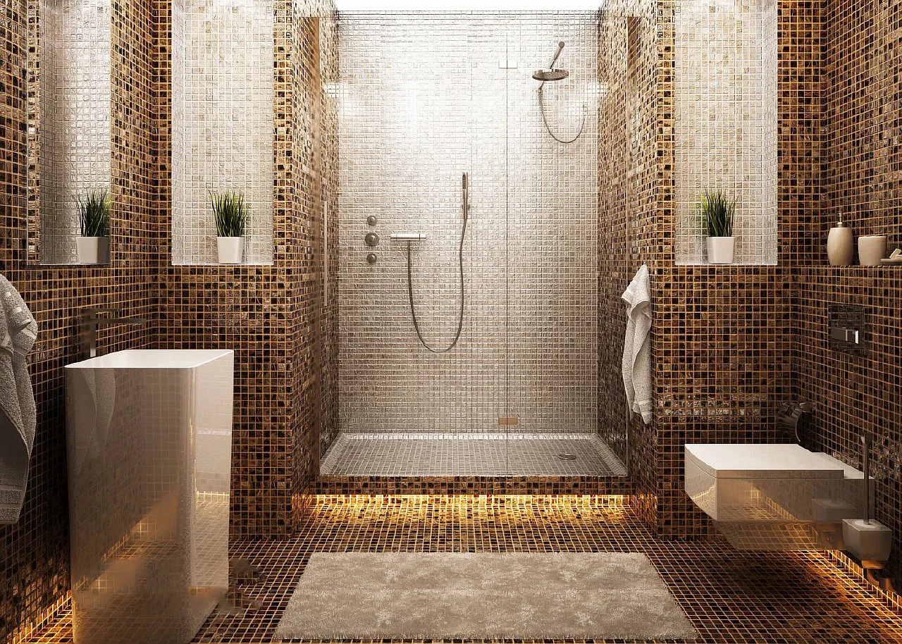 Применение мозаики в интерьере ванной