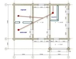 Примерная схема внутренней канализации бани