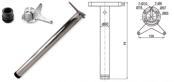 Ножка для стола хромированная