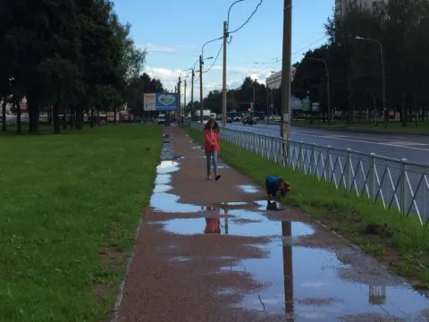 Лужи на дорожках образуются от того, что не соблюдены уклоны